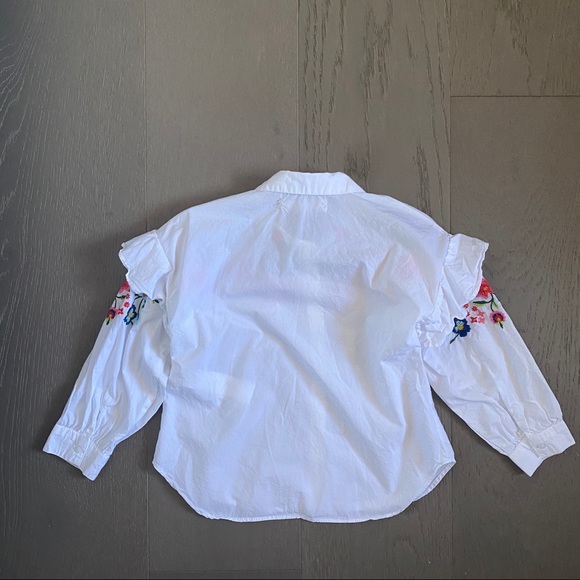 Zara Kids Floral Embroidered Ruffle Shirt - Picture 6 of 6